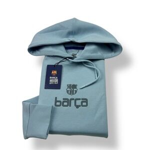 FC Barcelona Dream Hoodie Light Blue Fleece Essentials Mens Size Small NWT